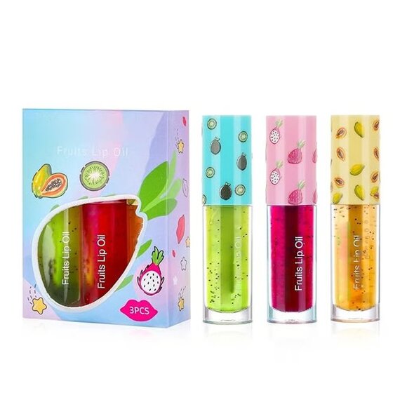 Handaiyan Clear Hydrating Lip Gloss 3pcs Fruit Series Oil Moisturizing Transpare - Picture 1 of 1